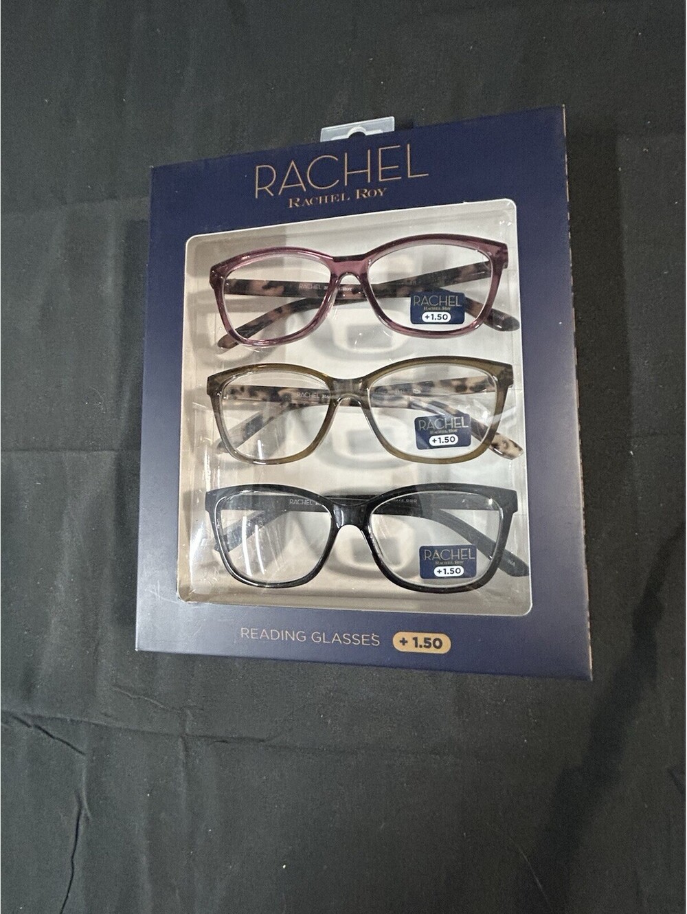 RACHEL ROY Reading Glasses +1.50        3 Piece Set NIB Different Colored Frames